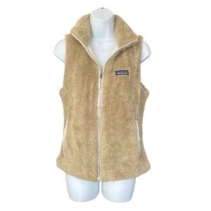 PATAGONIA Beige Los Gatos Fleece Vest Zipper Closure Pockets Teddy Shaggy size M